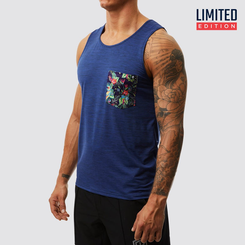 Athleisure Pocket Tank (Navy-Tropical Time)