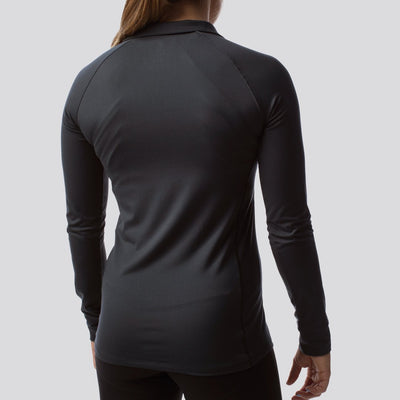 Women's Zip Neck Athleisure Long Sleeve (Black)