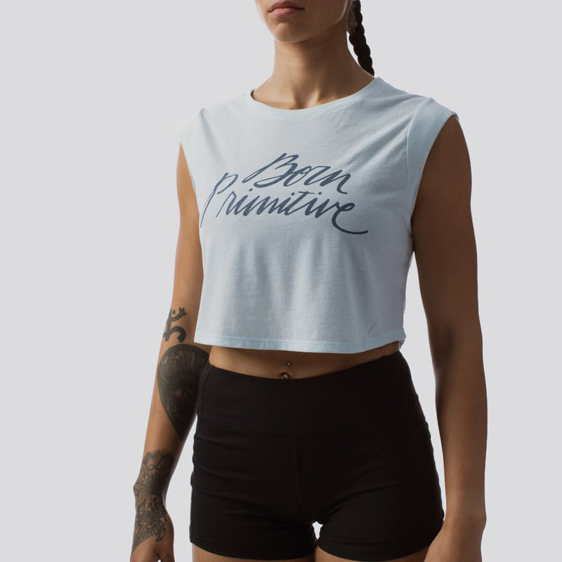 Brand Calligraphy Festival Cropped Tank (Ice Blue)