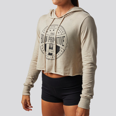 Athlete Driven Cropped T-Shirt Hoodie (Heather Dust)