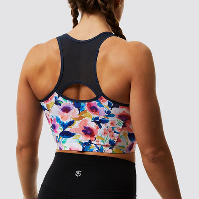 Meshed Up Cropped Sports Bra (Pastel Garden)