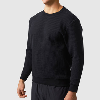 Men's Waffle Crewneck Pullover (Black)