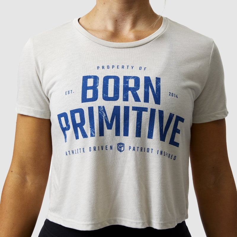 Property of Born Primitive Crop Tee (Heather Dust)