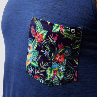 Athleisure Pocket Tank (Navy-Tropical Time)